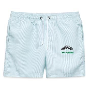 Trailrunning - Männer Badeshorts - hellblau gestreift - Vorne - AI Model Male 178 light (178cm)
