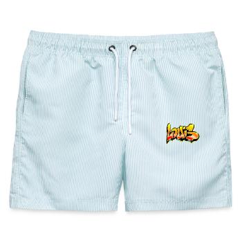 Louis Graffiti Gelb Rot - Männer Badeshorts - hellblau gestreift - Vorne - AI Model Male 178 light (178cm)