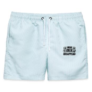 I make Beer disapear – Lustiges Geschenk Bier - Männer Badeshorts - hellblau gestreift - Vorne - AI Model Male 178 light (178cm)