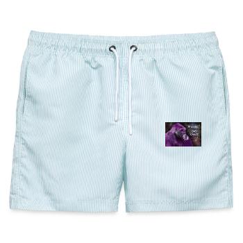 DAS Crazy Ja - Quantum Orangutan e mc2 Jugendwort - Männer Badeshorts - hellblau gestreift - Vorne - AI Model Male 178 light (178cm)
