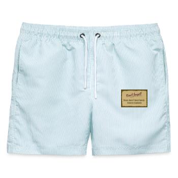 Booze Doesn’t Boost Beauty – Lowers Standards - Männer Badeshorts - hellblau gestreift - Vorne - AI Model Male 178 light (178cm)