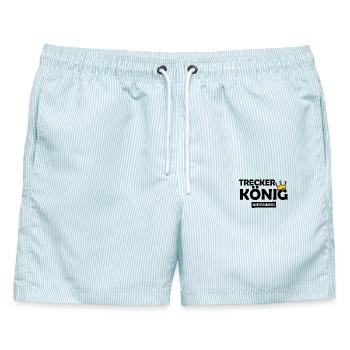 Trecker König unterwegs - Landwirt - Bauer - Männer Badeshorts - hellblau gestreift - Vorne - AI Model Male 178 light (178cm)