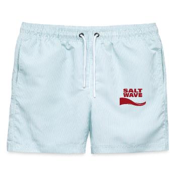 SALT WAVE - Männer Badeshorts - hellblau gestreift - Vorne - AI Model Male 178 light (178cm)