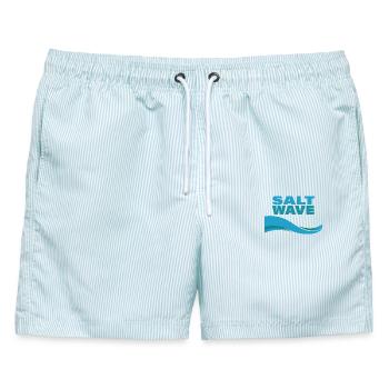 SALT WAVE - Männer Badeshorts - hellblau gestreift - Vorne - AI Model Male 178 light (178cm)