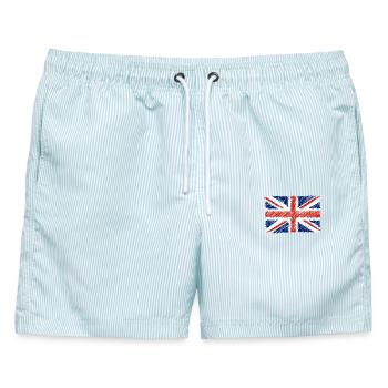 Union Flag Skizze - Männer Badeshorts - hellblau gestreift - Vorne - AI Model Male 178 light (178cm)