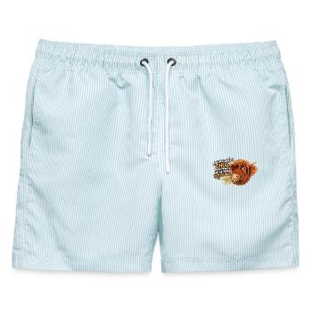Kuhwitz Chef Highland Cattle - Männer Badeshorts - hellblau gestreift - Vorne - AI Model Male 178 light (178cm)