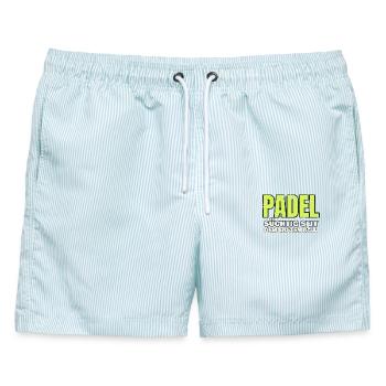 Padel - süchtig seit dem ersten Ball - Vintage - Männer Badeshorts - hellblau gestreift - Vorne - AI Model Male 178 light (178cm)