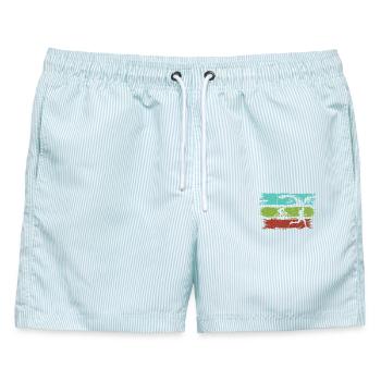 Triathlon Streifen Athletic Motion - Männer Badeshorts - hellblau gestreift - Vorne - AI Model Male 178 light (178cm)