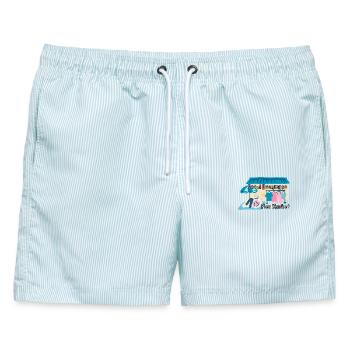 Seoul Dongmyo Flohmarkt – Korea Design - Männer Badeshorts - hellblau gestreift - Vorne - AI Model Male 178 light (178cm)