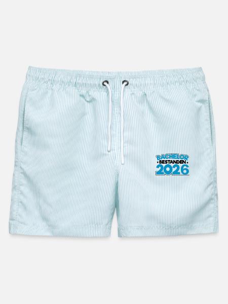 Bachelor 2026 Abschluss Promotion Sponsion - Männer Badeshorts - hellblau gestreift