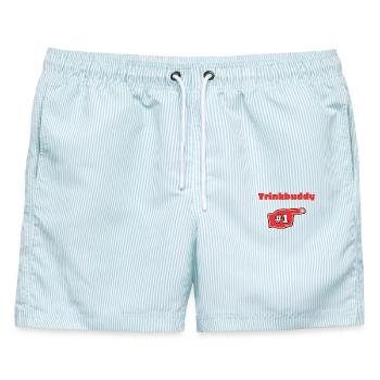 Trinkbuddy #1 - Männer Badeshorts - hellblau gestreift - Vorne - AI Model Male 178 light (178cm)