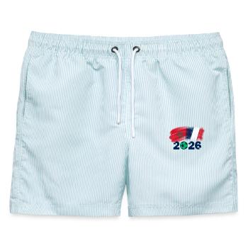 Doppelte Kultur Doppeler Stolz Franco Marokkanischer Franc - Männer Badeshorts - hellblau gestreift - Vorne - AI Model Male 178 light (178cm)