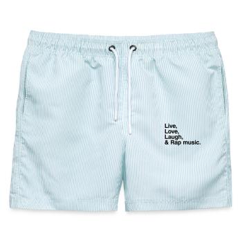 live love laugh and rap - Männer Badeshorts - hellblau gestreift - Vorne - AI Model Male 178 light (178cm)