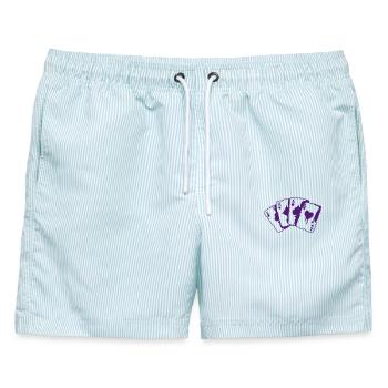 Kartenspiel - Männer Badeshorts - hellblau gestreift - Vorne - AI Model Male 178 light (178cm)
