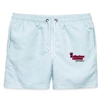 Krönchen richten 2Farben - Männer Badeshorts - hellblau gestreift - Vorne - AI Model Male 178 light (178cm)