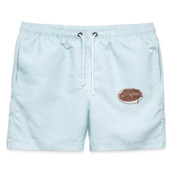 Super Mama - Männer Badeshorts - hellblau gestreift - Vorne - AI Model Male 178 light (178cm)