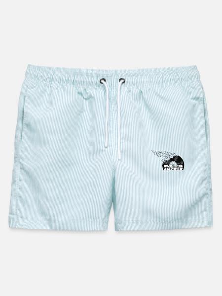 Music is the answer - Männer Badeshorts - hellblau gestreift