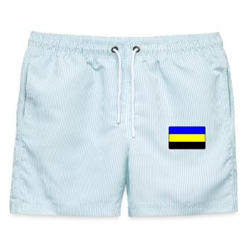Flagge der Provinz Geldersevlag Gelderland - Männer Badeshorts - hellblau gestreift - Vorne - AI Model Male 178 light (178cm)