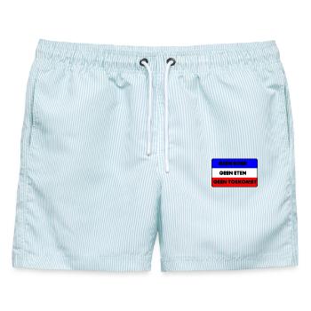 Keine Bauern keine Nahrung keine Zukunft - Männer Badeshorts - hellblau gestreift - Vorne - AI Model Male 178 light (178cm)