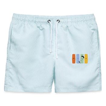 Kite Kitesurfing Design - Board und Kiter - Männer Badeshorts - hellblau gestreift - Vorne - AI Model Male 178 light (178cm)