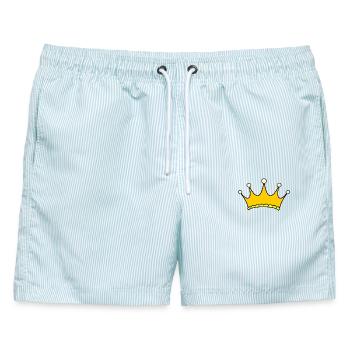 Einfache Krone - Männer Badeshorts - hellblau gestreift - Vorne - AI Model Male 178 light (178cm)