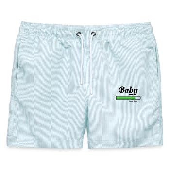 Baby-Loading. - Männer Badeshorts - hellblau gestreift - Vorne - AI Model Male 178 light (178cm)