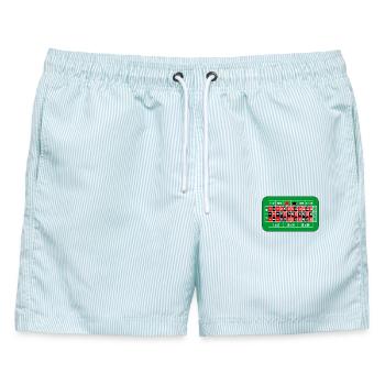 Tisch-Kasino - Männer Badeshorts - hellblau gestreift - Vorne - AI Model Male 178 light (178cm)