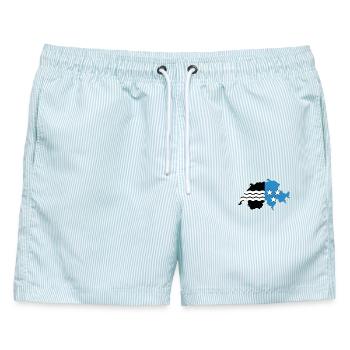 Aargau Schweiz - Männer Badeshorts - hellblau gestreift - Vorne - AI Model Male 178 light (178cm)