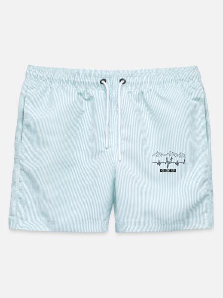 Bergsteiger in minimalistischer Silhouette - Männer Badeshorts - hellblau gestreift