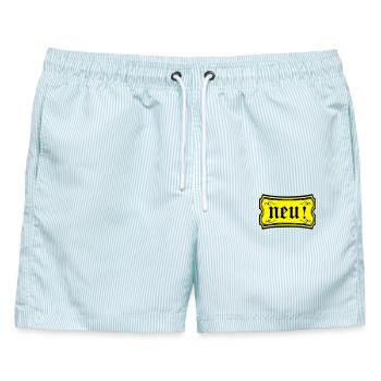 neu - Männer Badeshorts - hellblau gestreift - Vorne - AI Model Male 178 light (178cm)