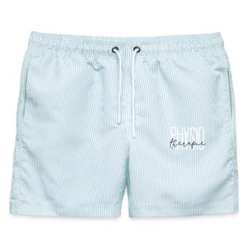 Stilvolles Design für Physiotherapie Abteilung - Männer Badeshorts - hellblau gestreift - Vorne - AI Model Male 178 light (178cm)
