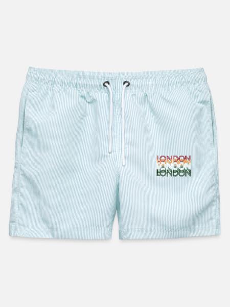 London Running City Geschenk für Läufer und Laufliebhaber - Männer Badeshorts - hellblau gestreift