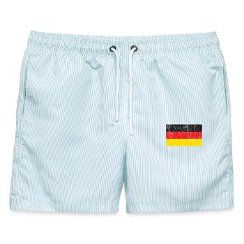 Deutschland Flagge mit Vintage-Effekt - Männer Badeshorts - hellblau gestreift - Vorne - AI Model Male 178 light (178cm)