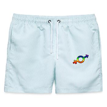 Gender-Transgender-Logo mit Regenbogen - Männer Badeshorts - hellblau gestreift - Vorne - AI Model Male 178 light (178cm)