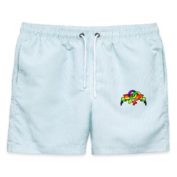 Regenbogen lesbies stolzes Logo - Männer Badeshorts - hellblau gestreift - Vorne - AI Model Male 178 light (178cm)