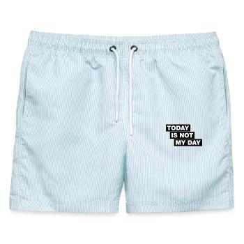 Today is not my day - Typo Statement - Männer Badeshorts - hellblau gestreift - Vorne - AI Model Male 178 light (178cm)
