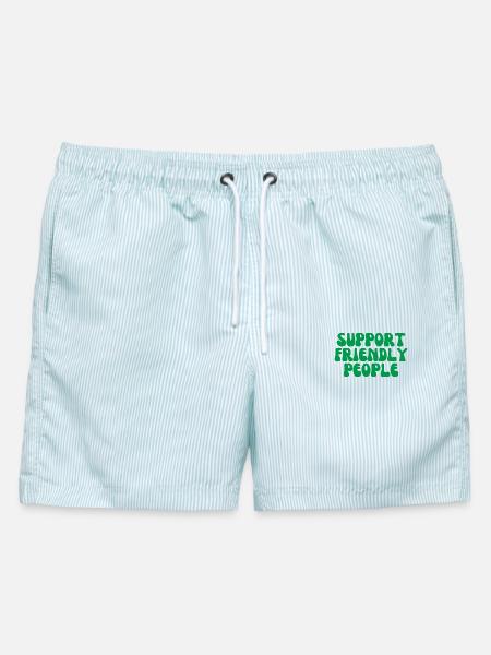 Unterstütze freundliche Menschen - Männer Badeshorts - hellblau gestreift
