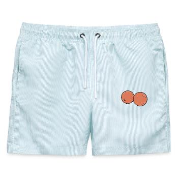 Leckerer Fruchtpfirsich - Männer Badeshorts - hellblau gestreift - Vorne - AI Model Male 178 light (178cm)