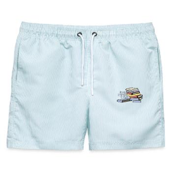 Bitte denken Sie daran, die Nostalgie zurückzuspulen - Männer Badeshorts - hellblau gestreift - Vorne - AI Model Male 178 light (178cm)