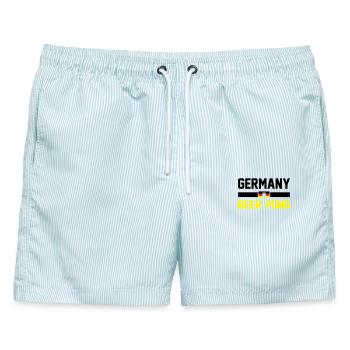 Bier Pong Deutschland - Männer Badeshorts - hellblau gestreift - Vorne - AI Model Male 178 light (178cm)