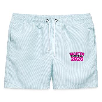 Master 2026 Abschluss Promotion Sponsion - Männer Badeshorts - hellblau gestreift - Vorne - AI Model Male 178 light (178cm)
