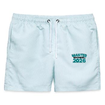 Master 2026 Abschluss Promotion Sponsion - Männer Badeshorts - hellblau gestreift - Vorne - AI Model Male 178 light (178cm)