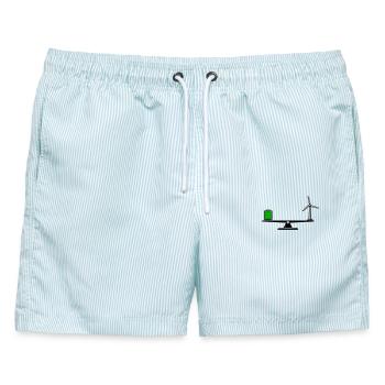 Verteile klug - Männer Badeshorts - hellblau gestreift - Vorne - AI Model Male 178 light (178cm)