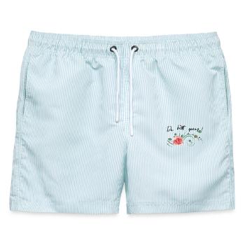 Rosenblüte du bist genug - Männer Badeshorts - hellblau gestreift - Vorne - AI Model Male 178 light (178cm)