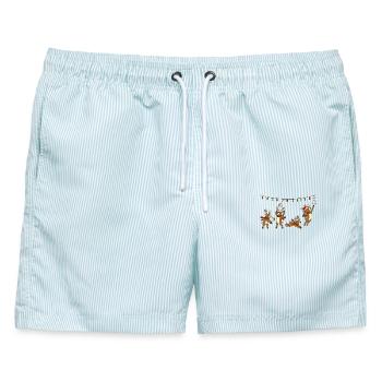 Volleyball Weihnachten Rentiere Wichtelgeschenk - Männer Badeshorts - hellblau gestreift - Vorne - AI Model Male 178 light (178cm)