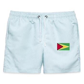 Guyana National Flagge - Männer Badeshorts - hellblau gestreift - Vorne - AI Model Male 178 light (178cm)