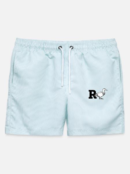 Rente-Ente / R-Ente - Männer Badeshorts - hellblau gestreift