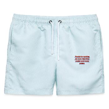 SEND MONEY NO REELS  - Männer Badeshorts - hellblau gestreift - Vorne - AI Model Male 178 light (178cm)