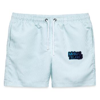 Minimaler Techno - Männer Badeshorts - hellblau gestreift - Vorne - AI Model Male 178 light (178cm)
