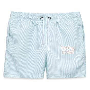 Es ist okay, sich auszuruhen - Männer Badeshorts - hellblau gestreift - Vorne - AI Model Male 178 light (178cm)